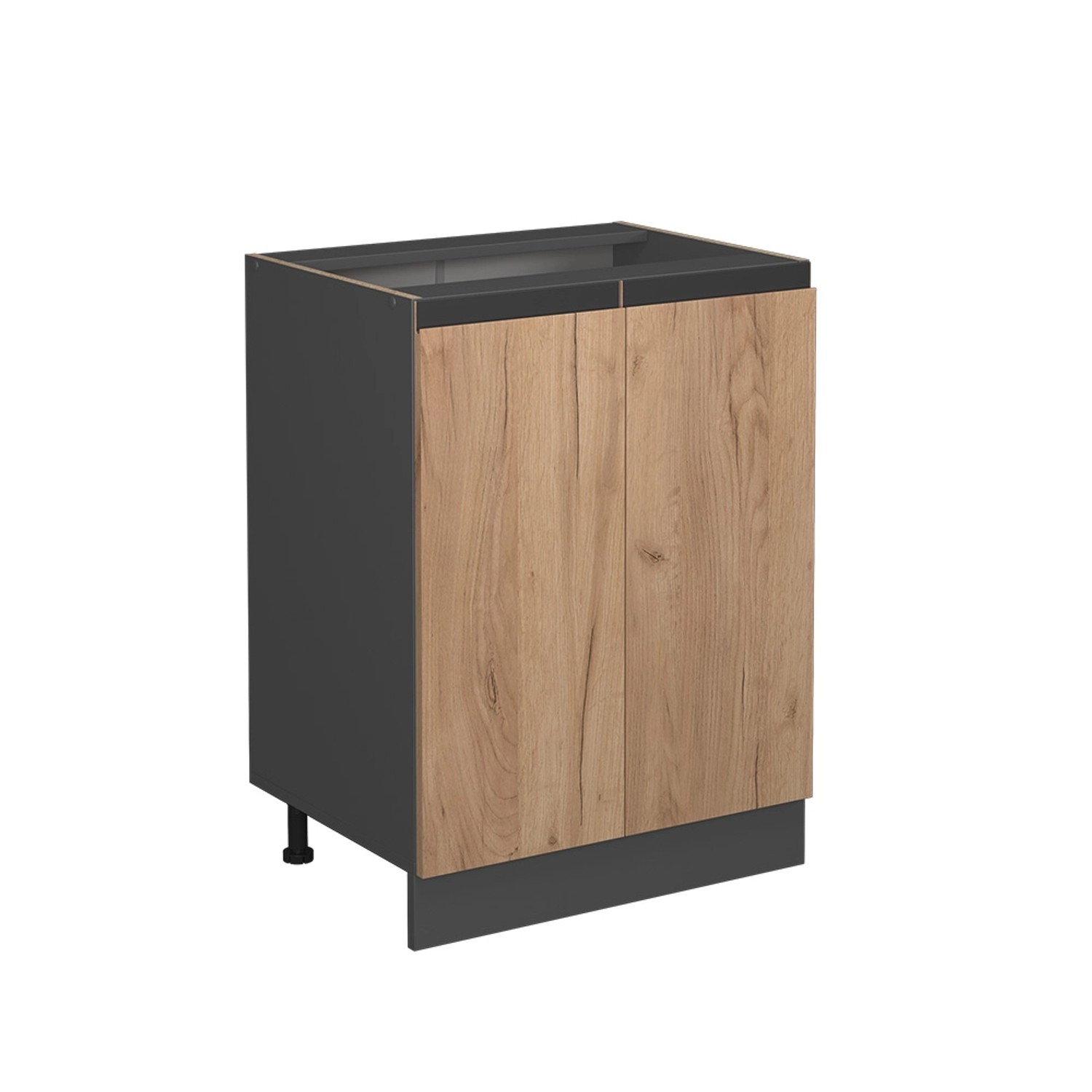 Vicco Küchenunterschrank R-Line Goldkraft Eiche/Anthrazit 60 cm J-Shape ohne Arbeitsplatte