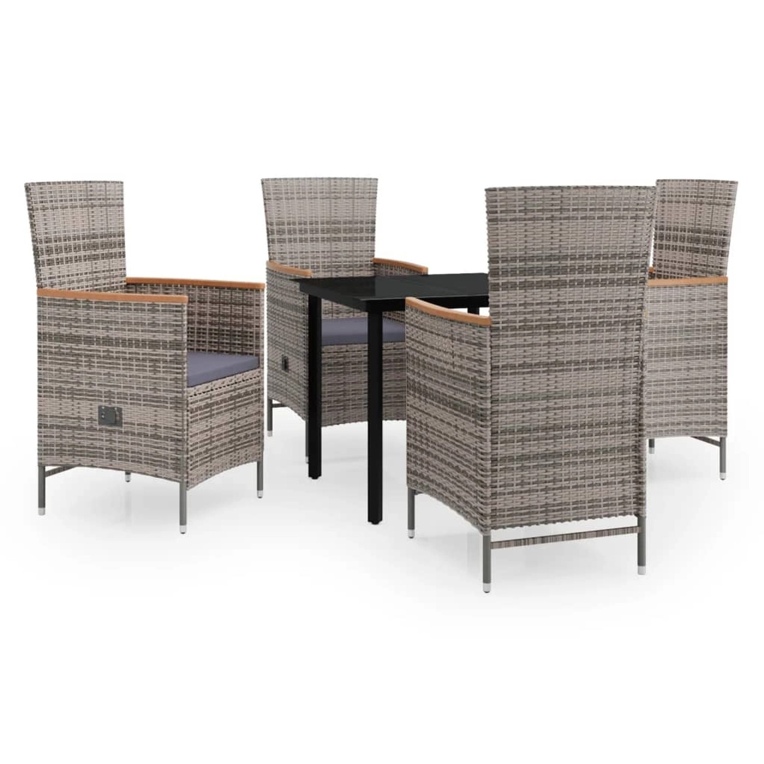 vidaXL 5-Tlg Garten-Essgruppe mit Kissen Grau 3099432