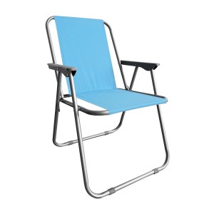 Hellblauer Mojawo Campingstuhl/Klappstuhl mit Metallgestell für Outdoor-Aktivitäten.
