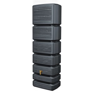 4rain Wandtank Slim Wood Decor 350 l, Graphite Grey, mit Auslaufhahn.