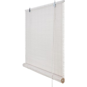 Weißes Bambus Rollo 140x160 cm für Fenster, Lichtregulierung und Sichtschutz.