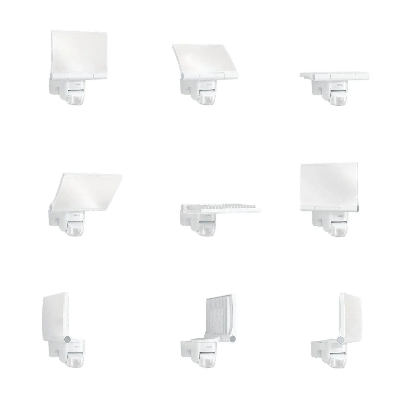 Steinel LED-Außenwandleuchte XLED Home 2 S Silber, verschiedene Einstellungen des schwenkbaren Lichtpanels.