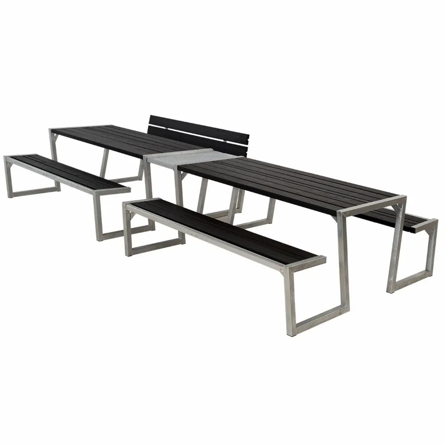 PLUS Gartenmöbel Sitzgruppe 392 cm Klappbar Schwarz mit 1 Rückenlehne Holz
