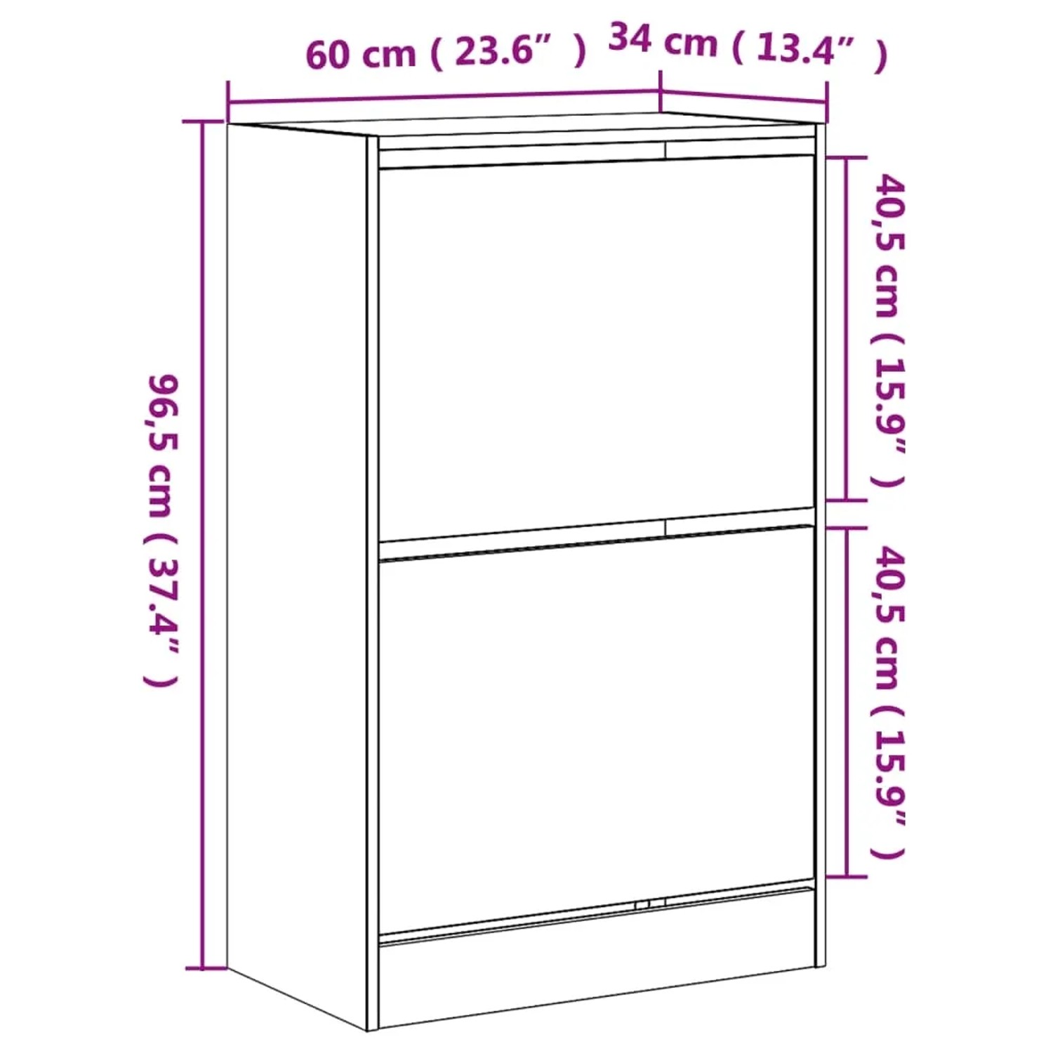 vidaXL Schuhschrank Sonoma-Eiche 60x34x96,5 cm Holzwerkstoff 839947_9