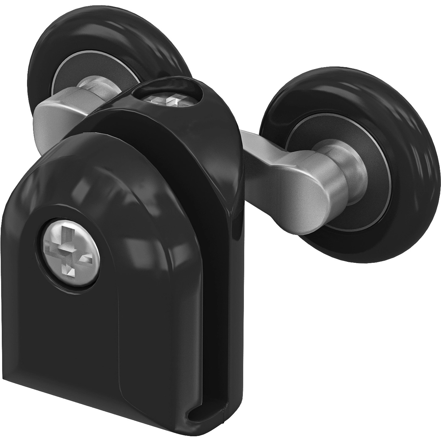 Schwarze baliv Türlaufrolle Doppelt Oben, 2 cm, für Duschkabine Factory, 4er-Set.