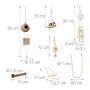 7-teiliges Vogelspielzeug Set aus Naturholz, Kokos und Eisen zum Hängen für Wellensittiche und andere Ziervögel.