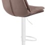 Moderner Barhocker Laurel mit braunem Samtbezug und mattweißem Metallgestell, höhenverstellbar und drehbar.