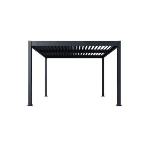 Moderne, graue Paragon Outdoor Pergola Grand Tuscan mit Lamellendach. Terrassenüberdachung.