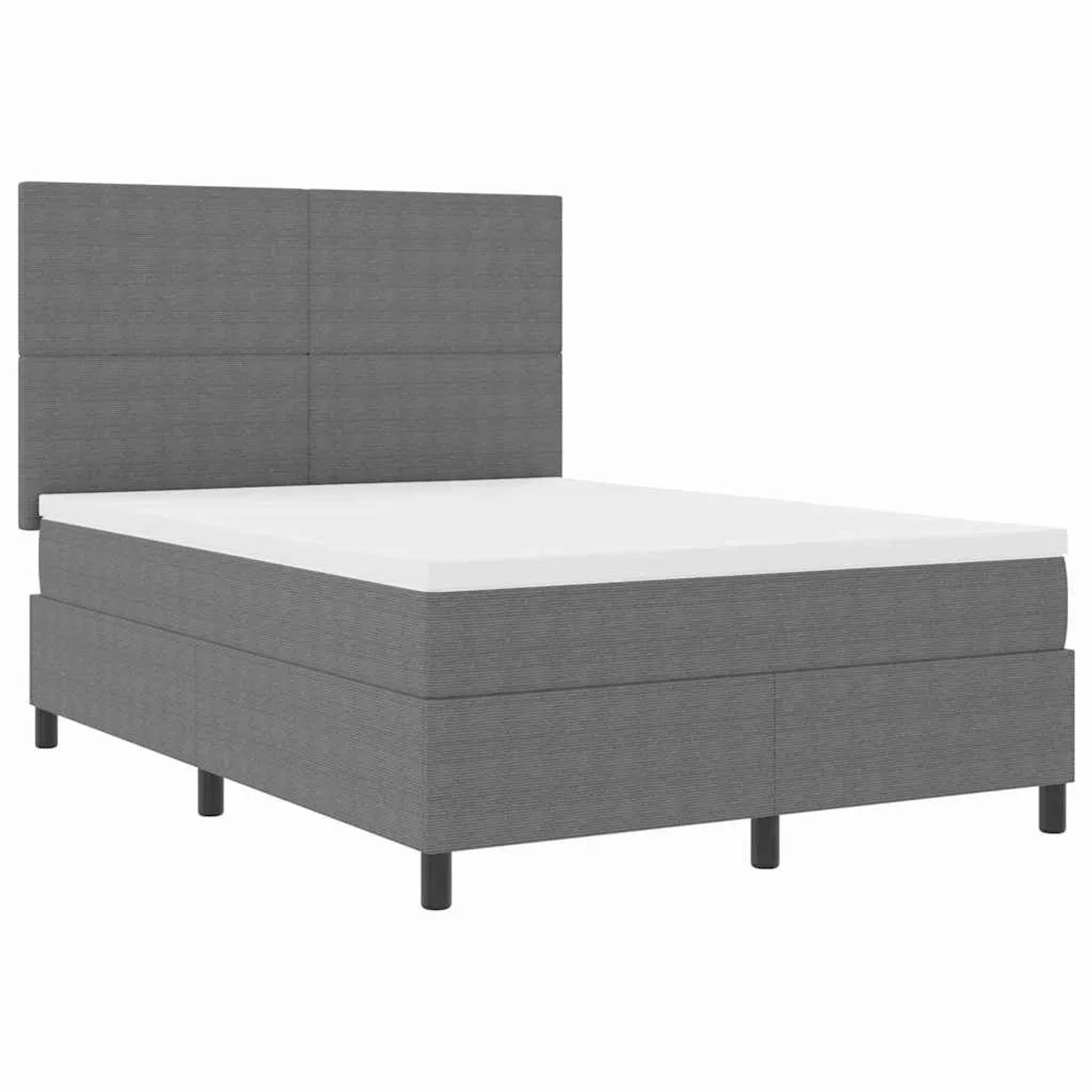 vidaXL LED Boxspringbett Hellgrau und Weiß 140 x 200 cm Cordstoff 3337647