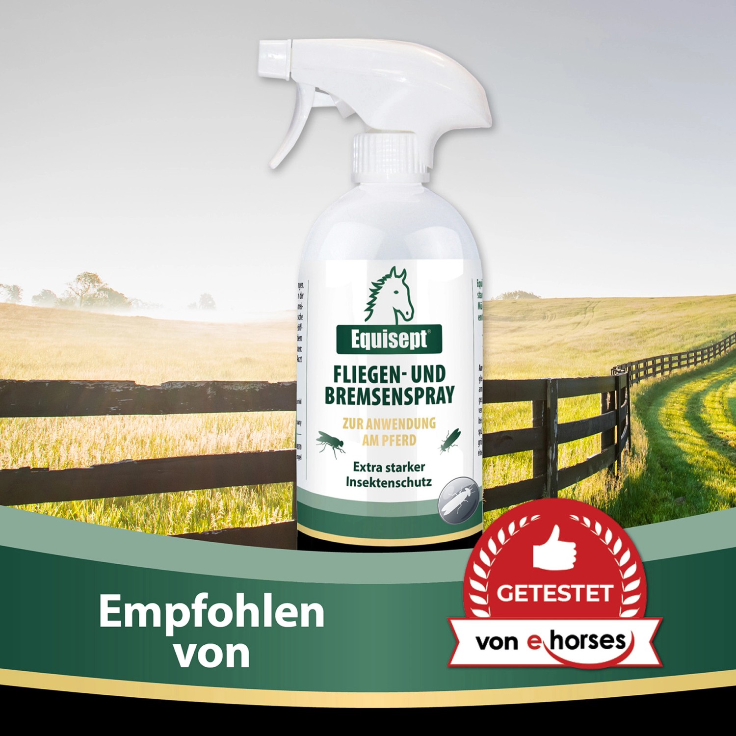 Equisept Fliegen- und Bremsenspray für Pferde, 3 Liter Flasche. Insektenschutz für die Pferdepflege.