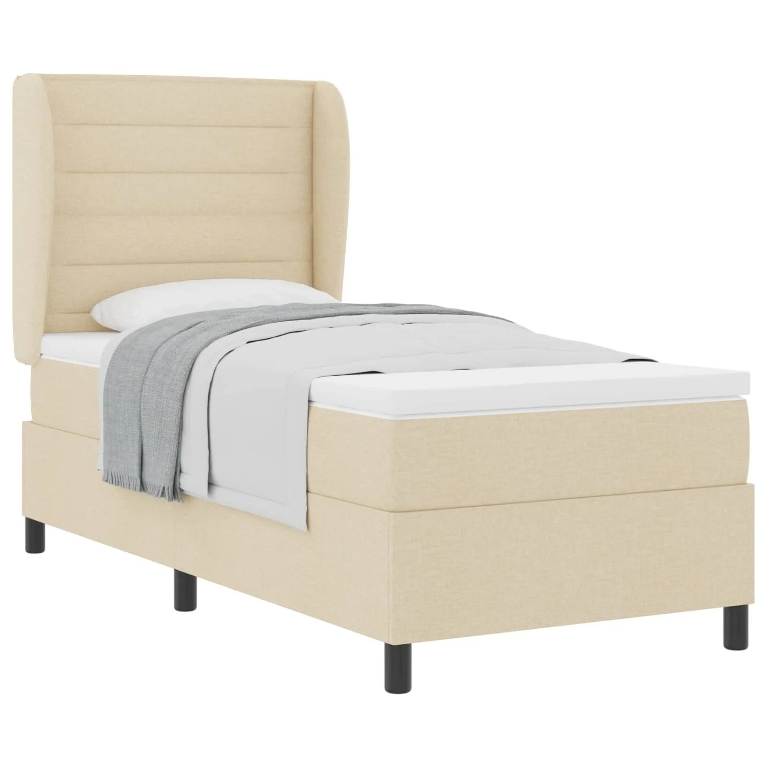 vidaXL Boxspringbett mit Matratze mit Kopfteil Creme 80 x 200 cm Stoff 3340 günstig online kaufen