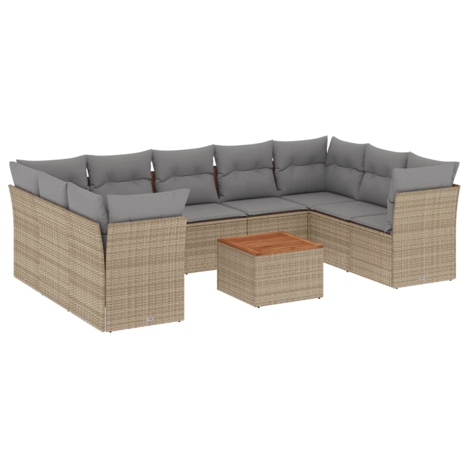 vidaXL 10-Tlg Garten-Sofagarnitur mit Kissen Beige Poly Rattan 3223805 günstig online kaufen