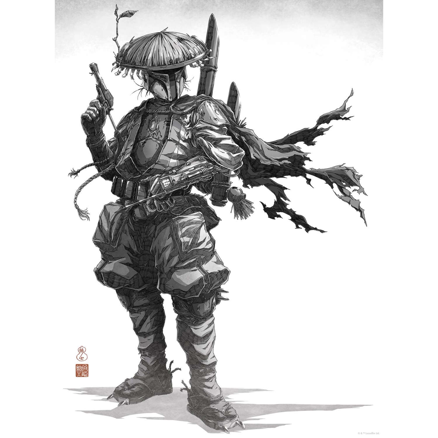 Komar Wandbild Star Wars Vision Samurai Bounty Hunter 30 cm x 40 cm Schwarz günstig online kaufen