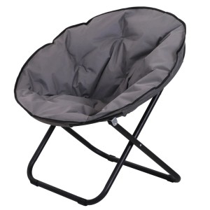 Grauer Outsunny Campingstuhl aus Metall und Polyester, klappbar und bequem.