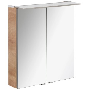 Fackelmann Spiegelschrank B.Perfekt, 60 cm, Asteiche Dekor mit zwei Spiegeltüren.
