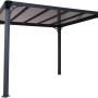 Anthrazitfarbener Palram Canopia Milano Gartenpavillon 3.1x3.1m mit LED-Set.