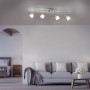 Stahlfarbener Just Light Spot Karo, 4-flammige Deckenleuchte im Wohnraum.