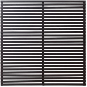 Schwarzer Sichtschutzzaun Tokyo aus Nadelholz, 180x180 cm, mit horizontalen Leisten.