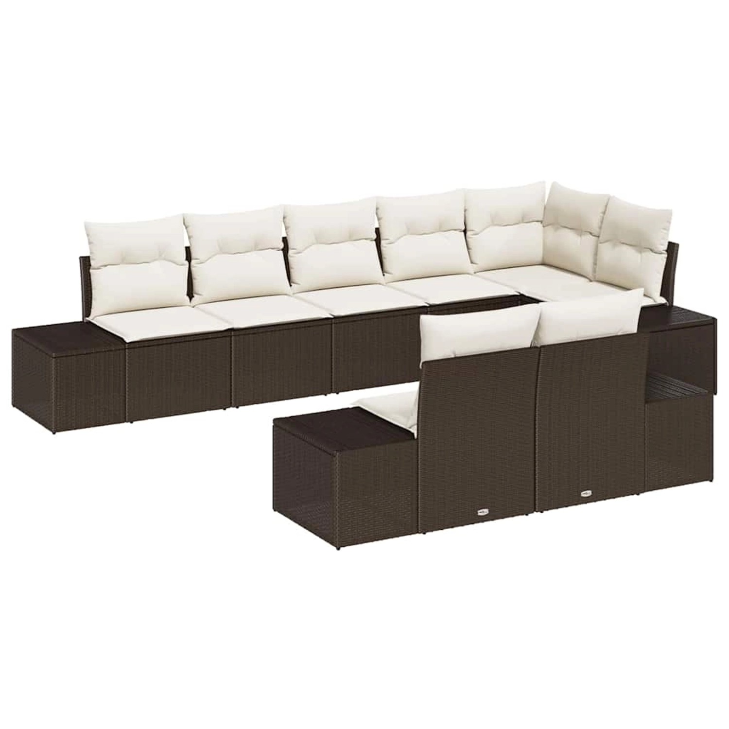 vidaXL Garten-Sofa-Set mit Kissen 8-Tlg Braun und Creme Poly Rattan 3347108 günstig online kaufen