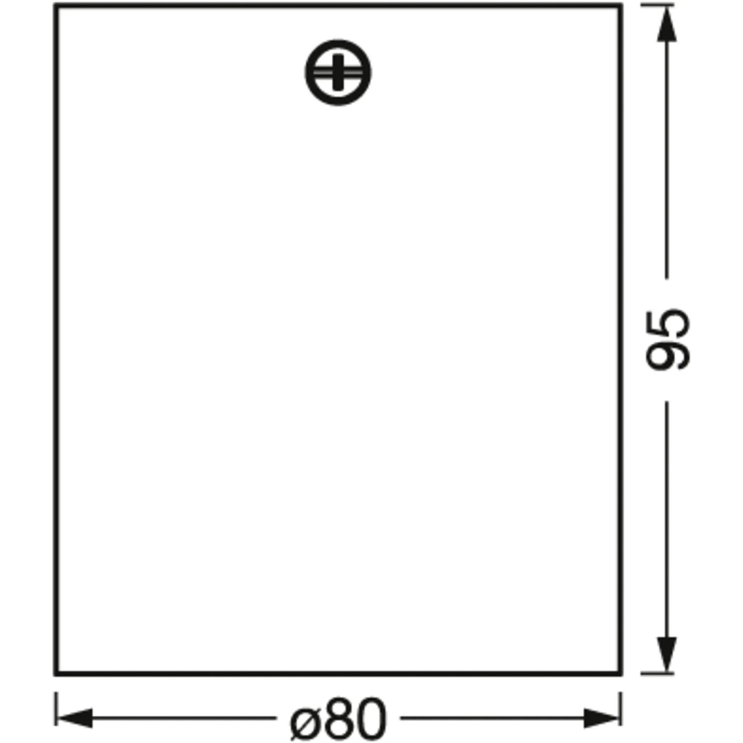 Technische Zeichnung Ledvance Spot, 1-flammig, weiß, 8 cm, Maße: 95 x 80 mm.