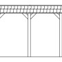Technische Zeichnung: Skan Holz Carport Spreewald, Doppelcarport mit roter Blende, Maße 585x741 cm.
