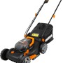 Worx Akku-Rasenmäher WG743E mit 40 cm Schnittbreite, 2x20V PowerShare Akku und Grasfangkorb.