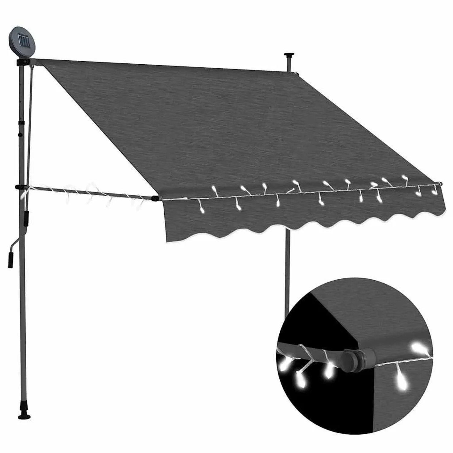 vidaXL Einziehbare Markise Handbetrieben mit LED 150 cm Anthrazit 145863