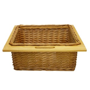 Ausziehbarer Schrankkorb aus Weide für 600mm Schränke, braun. Ideal für Buffetschränke.