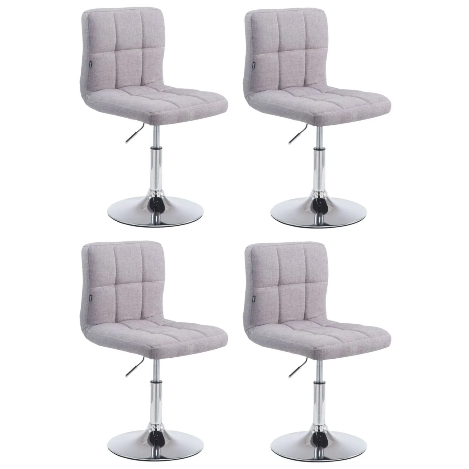 DELUKE 4er Set Palma Barhocker BANGKO Stoff Grau 44x49x74cm Barstuhl Höhenverstellbar Mit Lehne Drehbar Tresenhocker Tresenstuhl