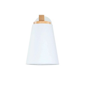 Weiße EASYLIGHT Wandleuchte aus Holz und Stoff im skandinavischen Design.