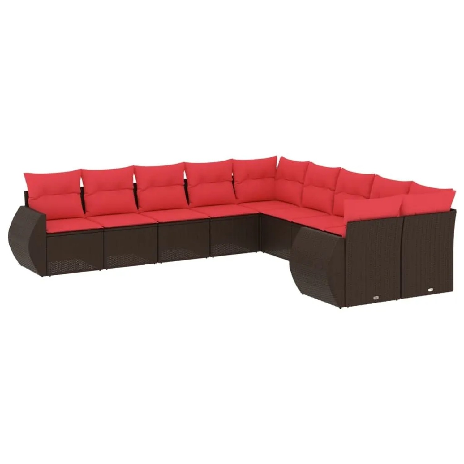 vidaXL 10-Tlg Gartensofa-Set mit Kissen Braun Polyrattan 3221913