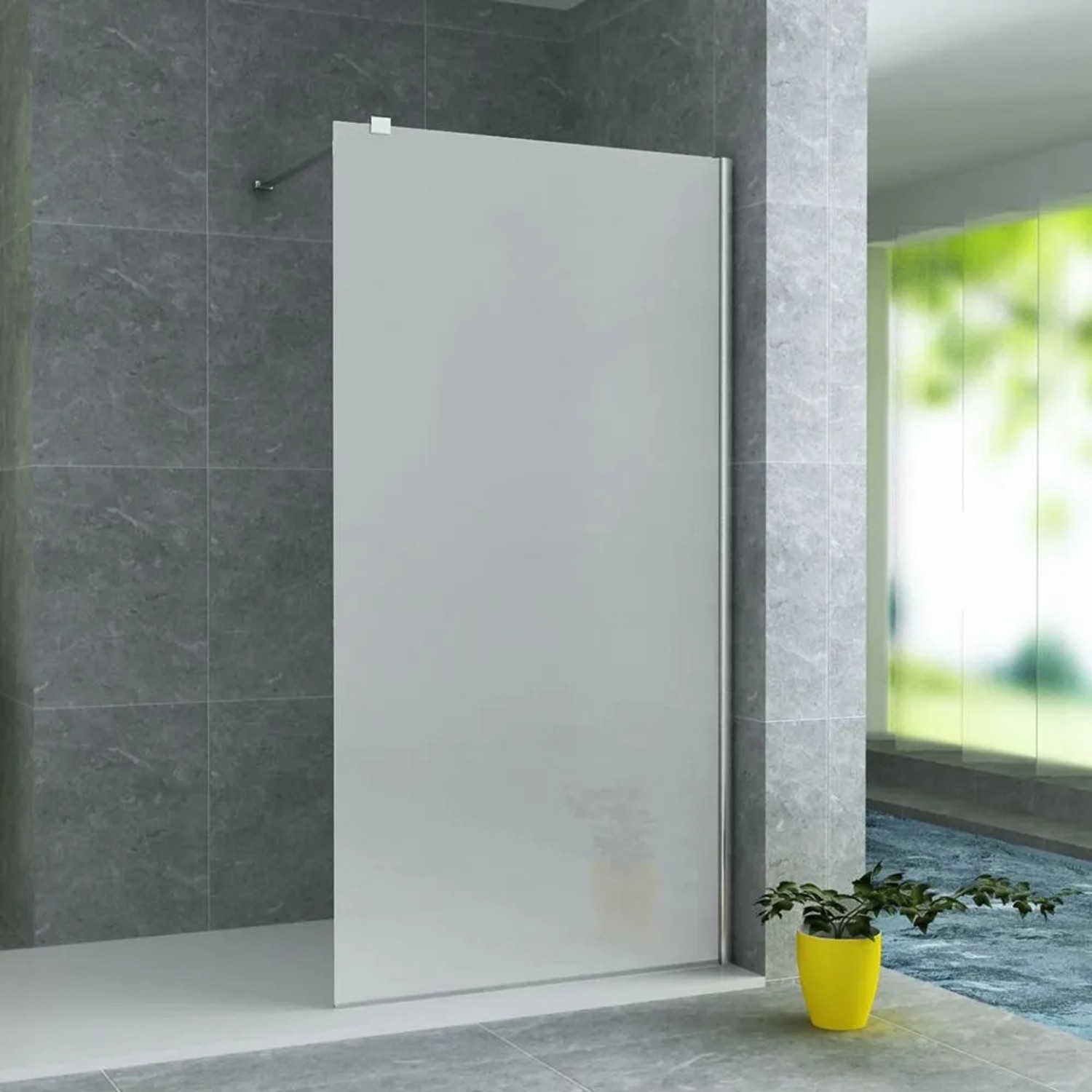 Aloni Duschabtrennung Walk-In Duschwand Milchglas Vollsatiniert 8mm BxH 800x2000mm