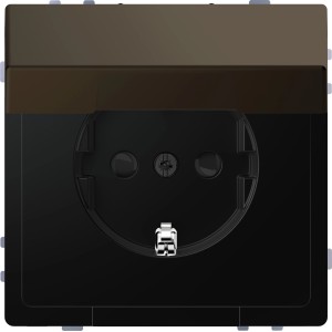 Merten Steckdose D-Life in Anthrazit mit Klappdeckel, Schuko-Standard.