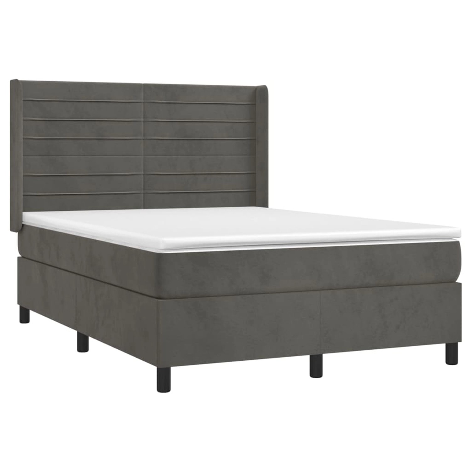 vidaXL Boxspringbett mit Matratze & LED Dunkelgrau 140x200 cm Samt 3139626 günstig online kaufen