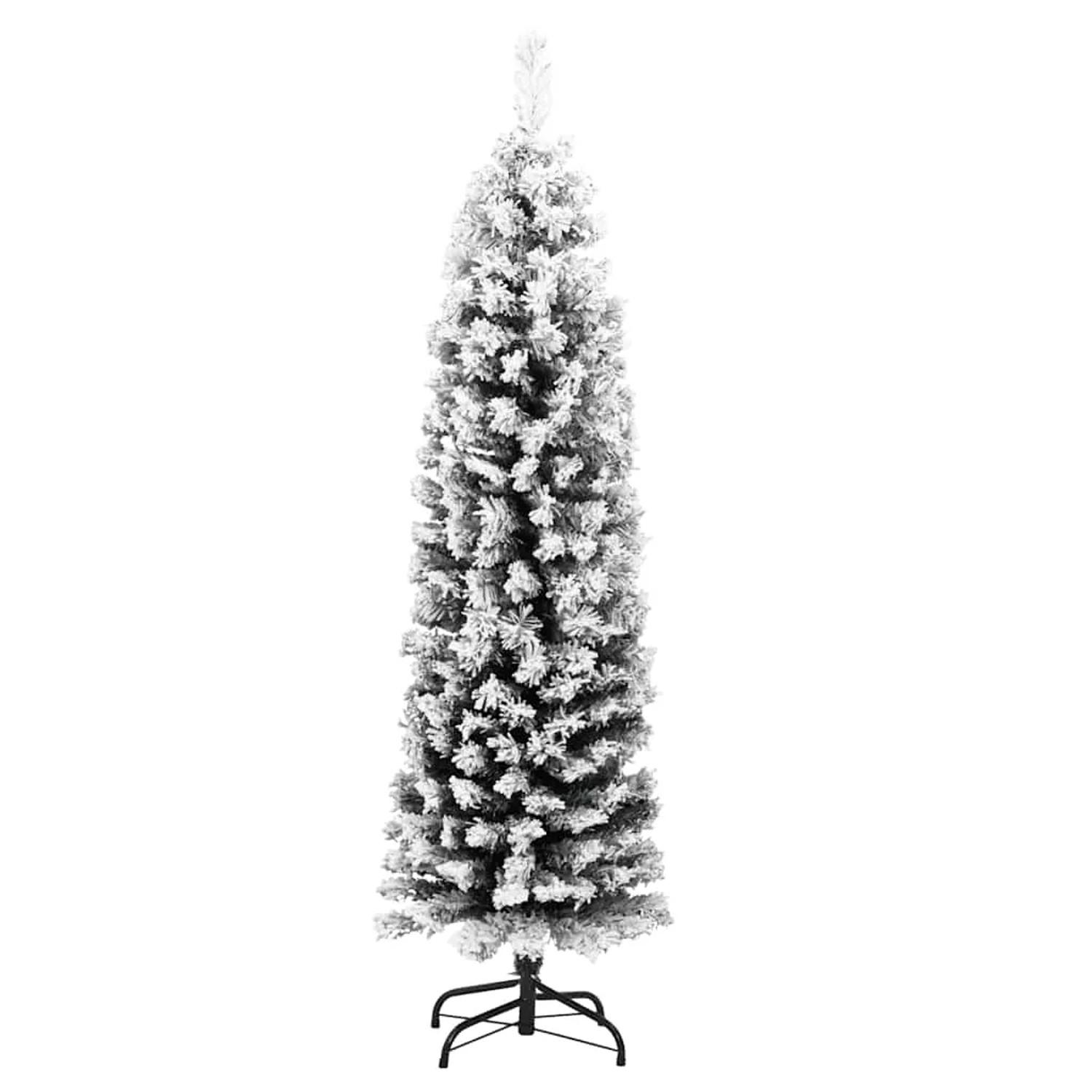 vidaXL Künstlicher Weihnachtsbaum Schlank mit Schnee Grün 120 cm PVC 329257