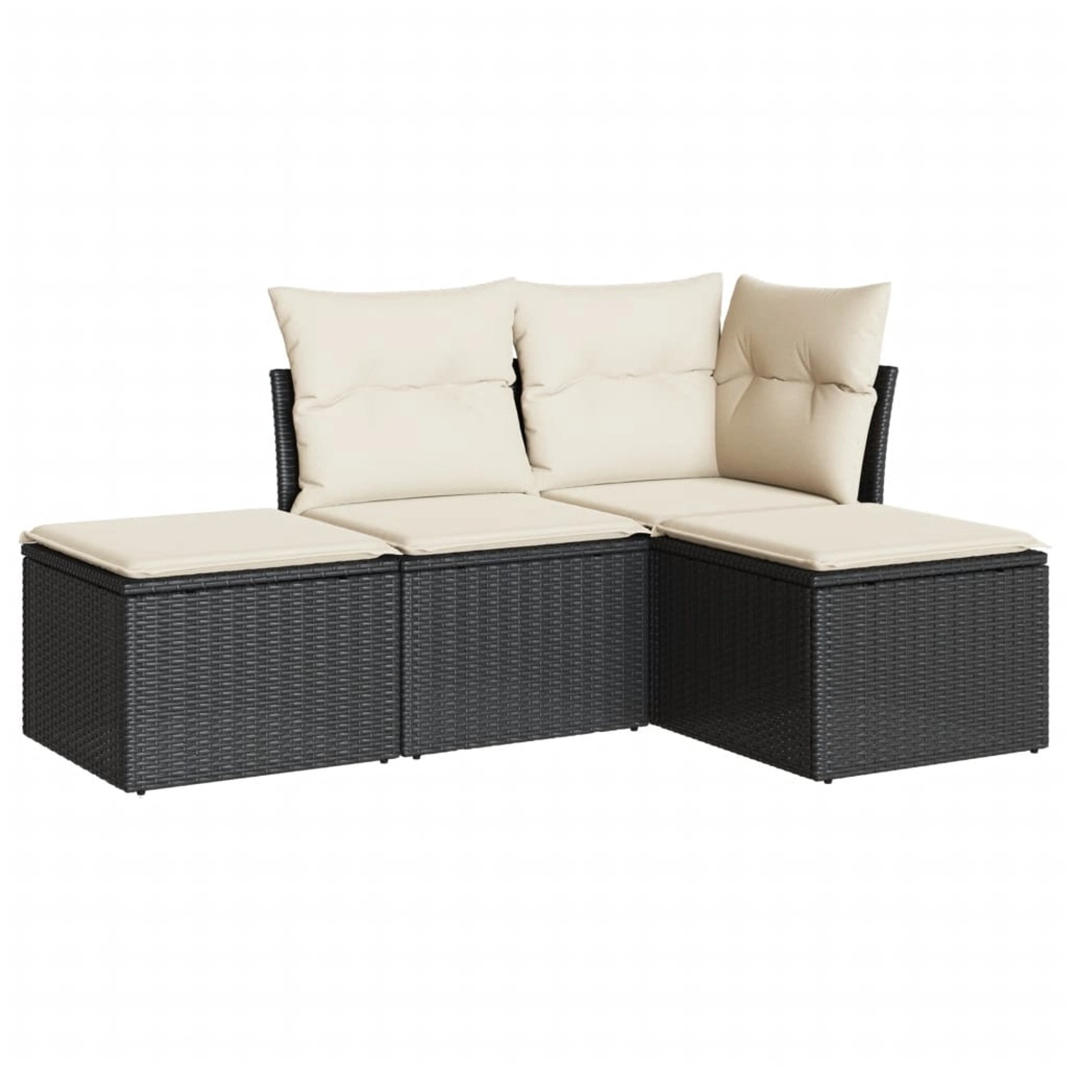 vidaXL 4-Tlg Garten-Sofagarnitur mit Kissen Schwarz Poly Rattan 3249315 günstig online kaufen