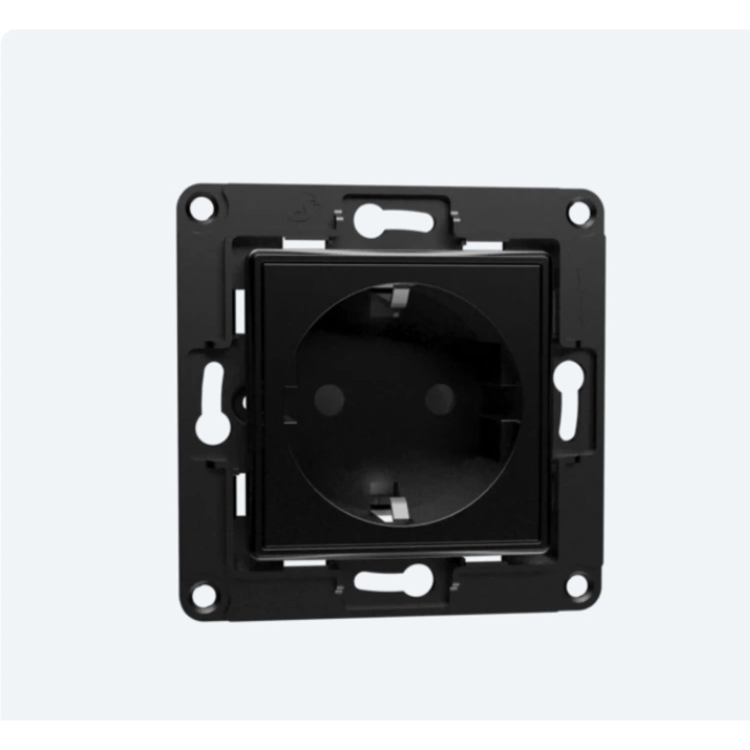 Schwarze Shelly Wandsteckdose Switch2 für Hausautomation.