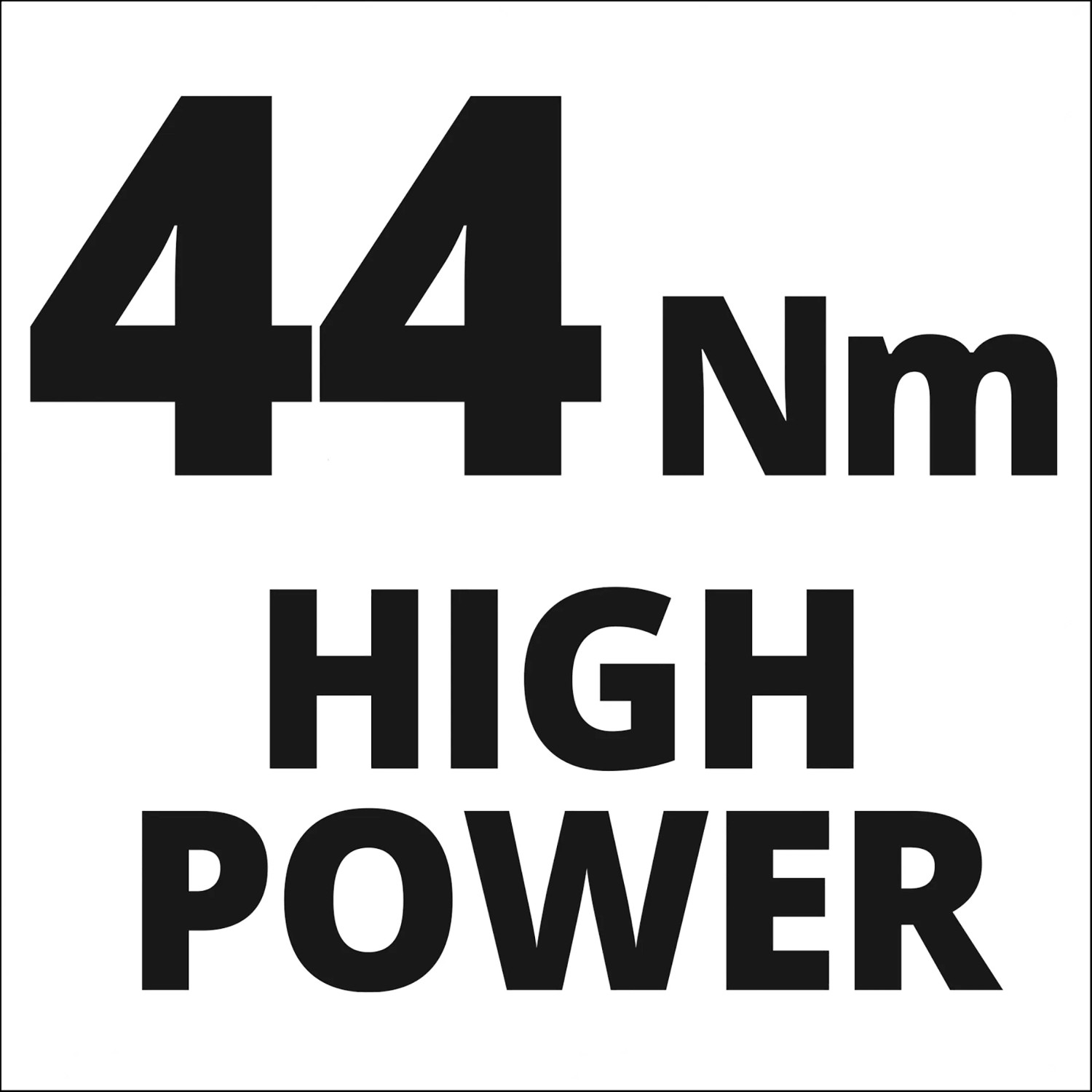 Symbol für 44 Nm Drehmoment und "High Power" für Einhell Akku-Schlagbohrschrauber.