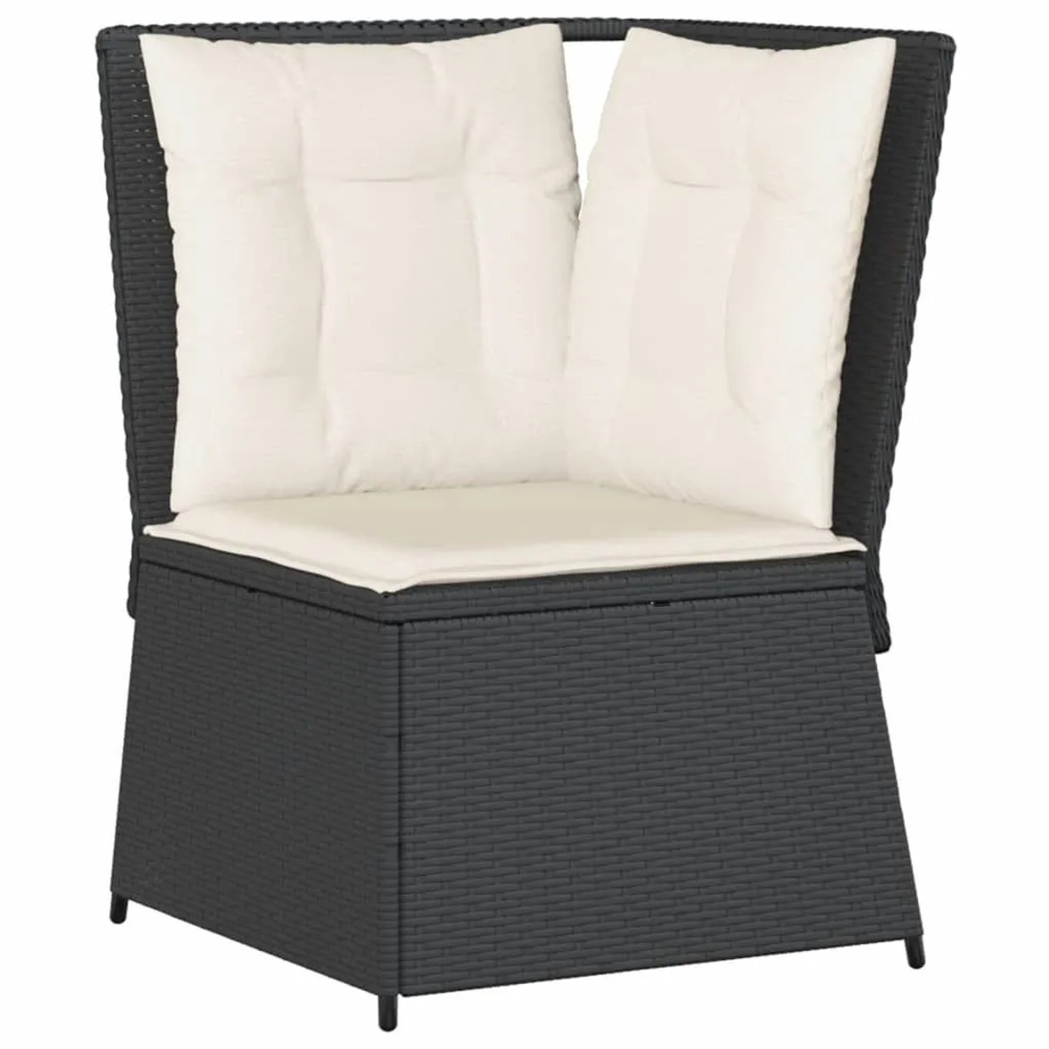 vidaXL Garten-Ecksofa mit Kissen Schwarz Poly Rattan 368982