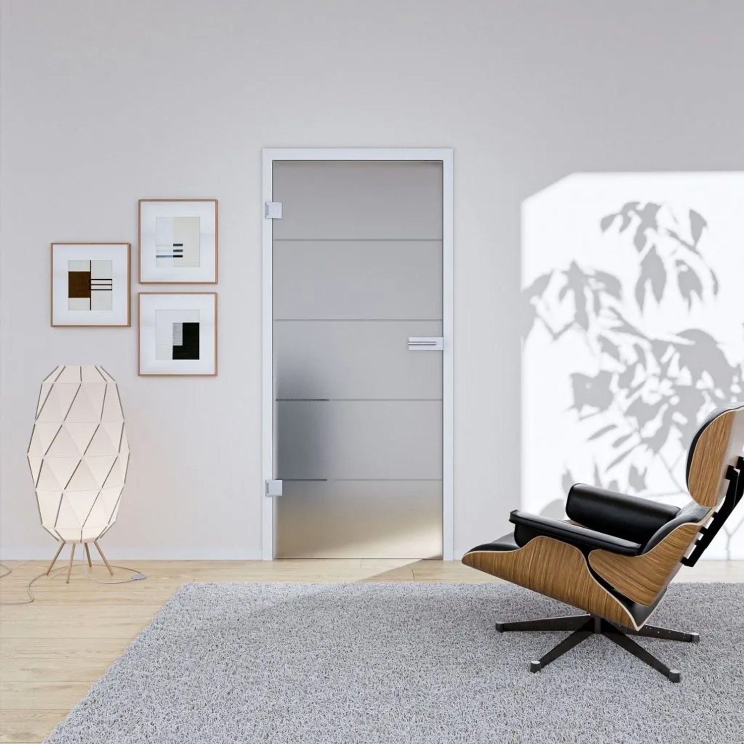 Hansaglas Glastür Streifen 709 x 2097 mm Studio/Office DIN Links