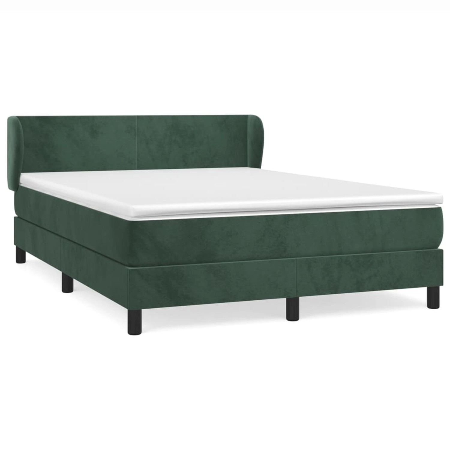 vidaXL Boxspringbett mit Matratze Dunkelgrün 140x200 cm Samt1396942 günstig online kaufen