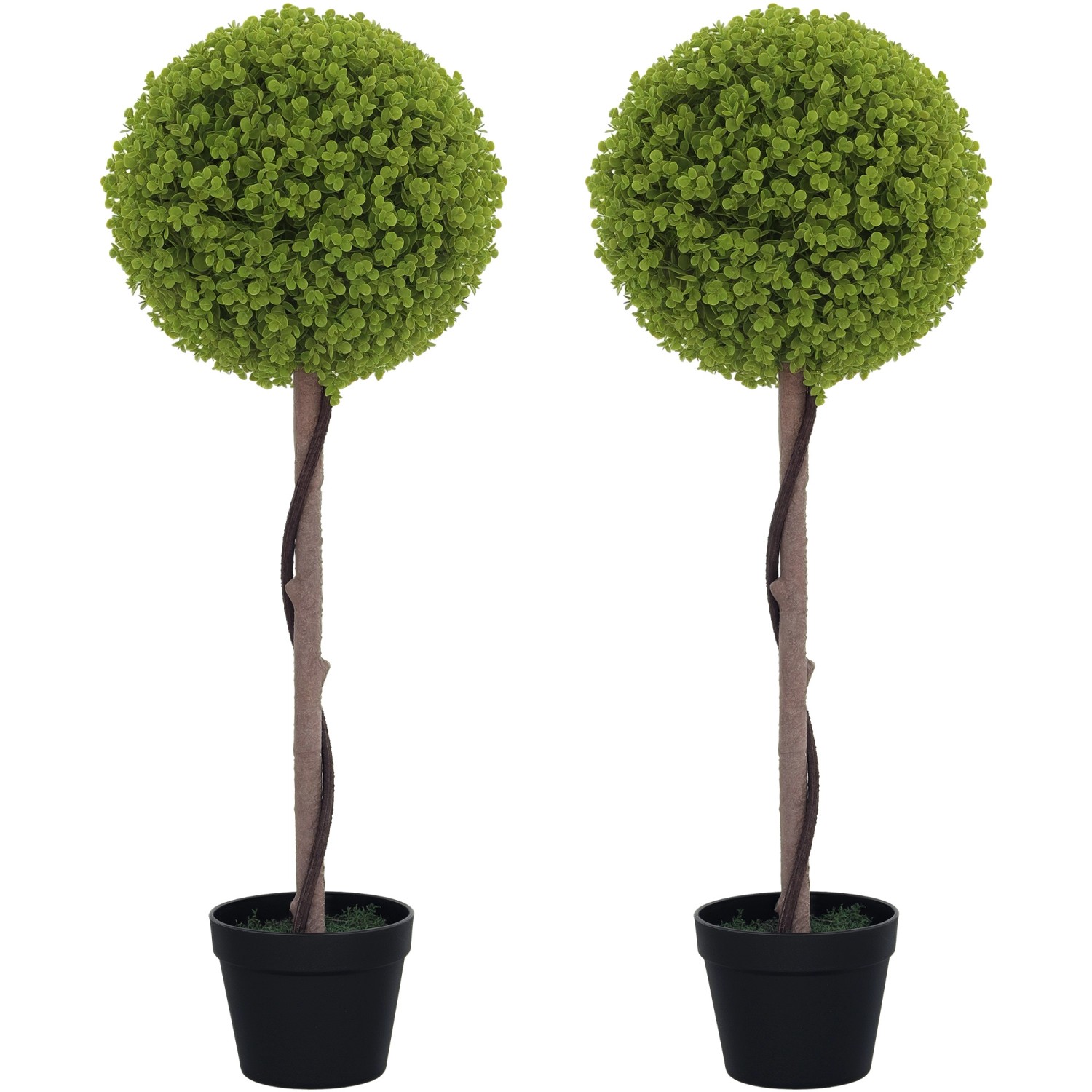 HOMCOM Kunstpflanze 2er-Set Kunststoff Zement  Ø28 x 90 cm