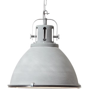 Betongraue Pendelleuchte Jesper, Ø 47 cm, im Industrial-Stil für den Innenbereich.