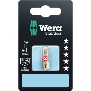 Wera Kreuzschlitz-Bit PH2, 25mm, Edelstahl mit Torsionszone im Blister.