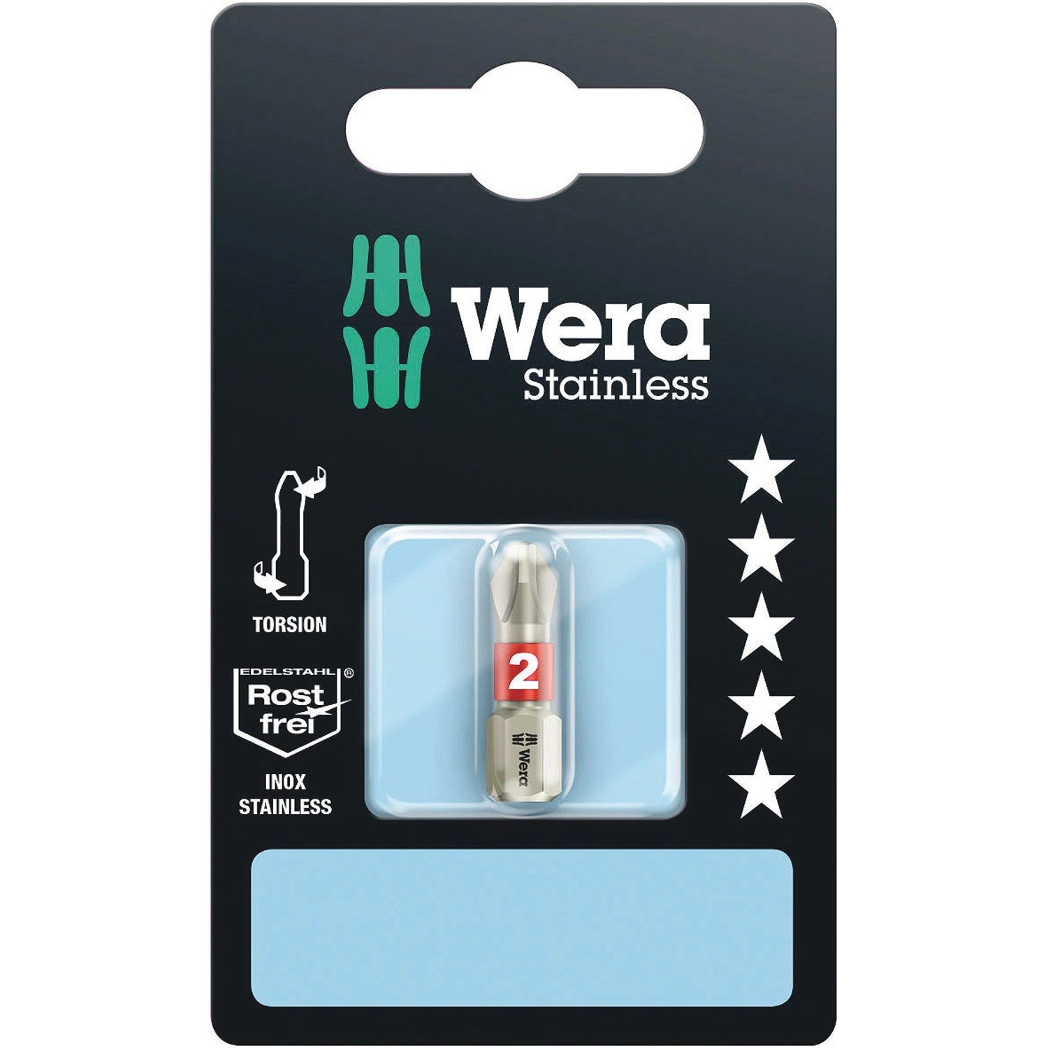 Wera Kreuzschlitz-Bit PH2 x 25 mm Edelstahl 3851/1 Torsionszone