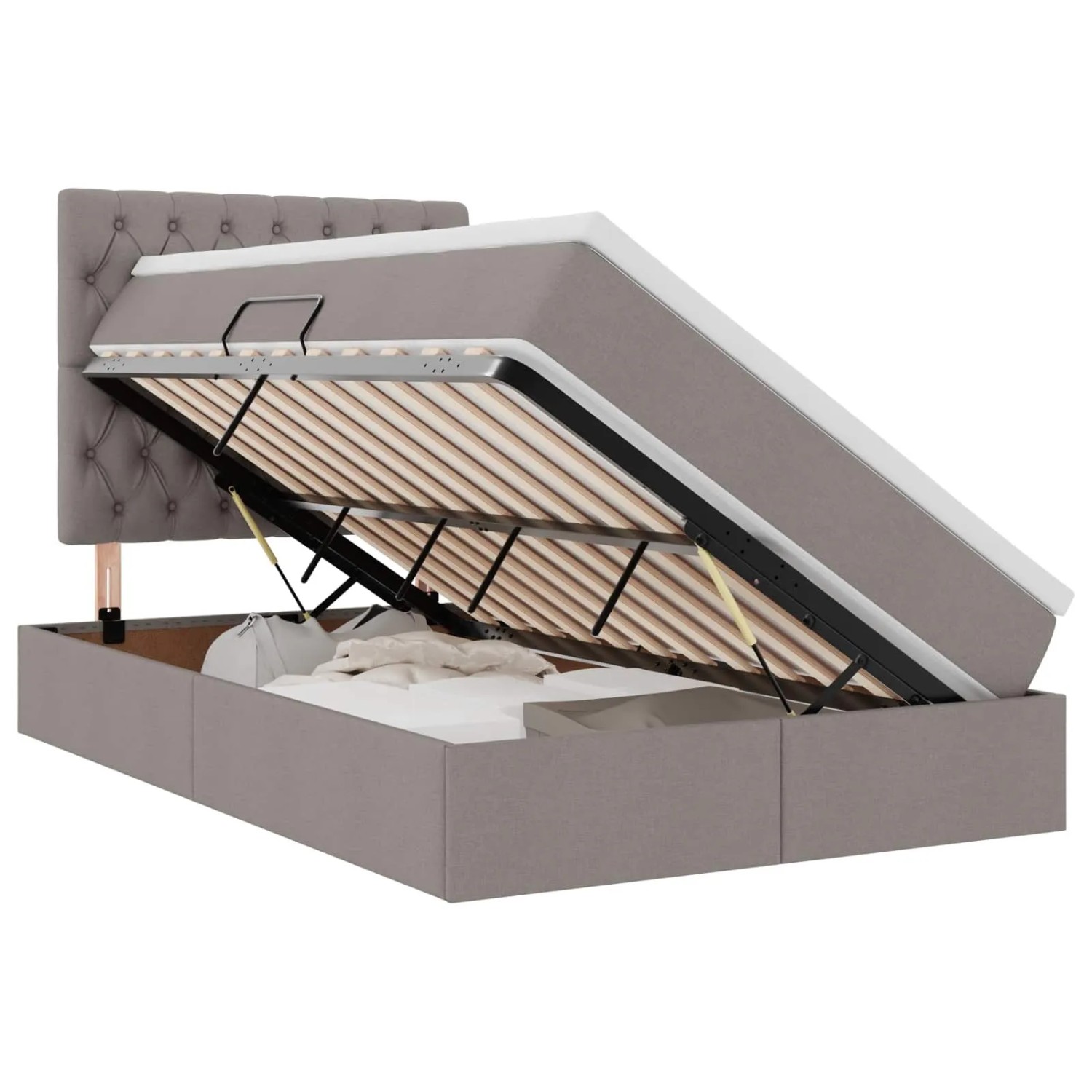 Thumbnail - vidaXL Bett mit Stauraum und LED Taupe 120 x 190 cm Polyester 3372468