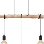 Globo Pendelleuchte Gregor, 3-flammig, schwarz, mit Holzbalken und E27 Fassungen.