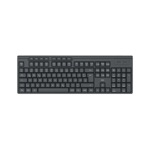 Schwarze Hama Funktastatur WK-200 QWERTZ mit 8 Media-Tasten, kabellos.