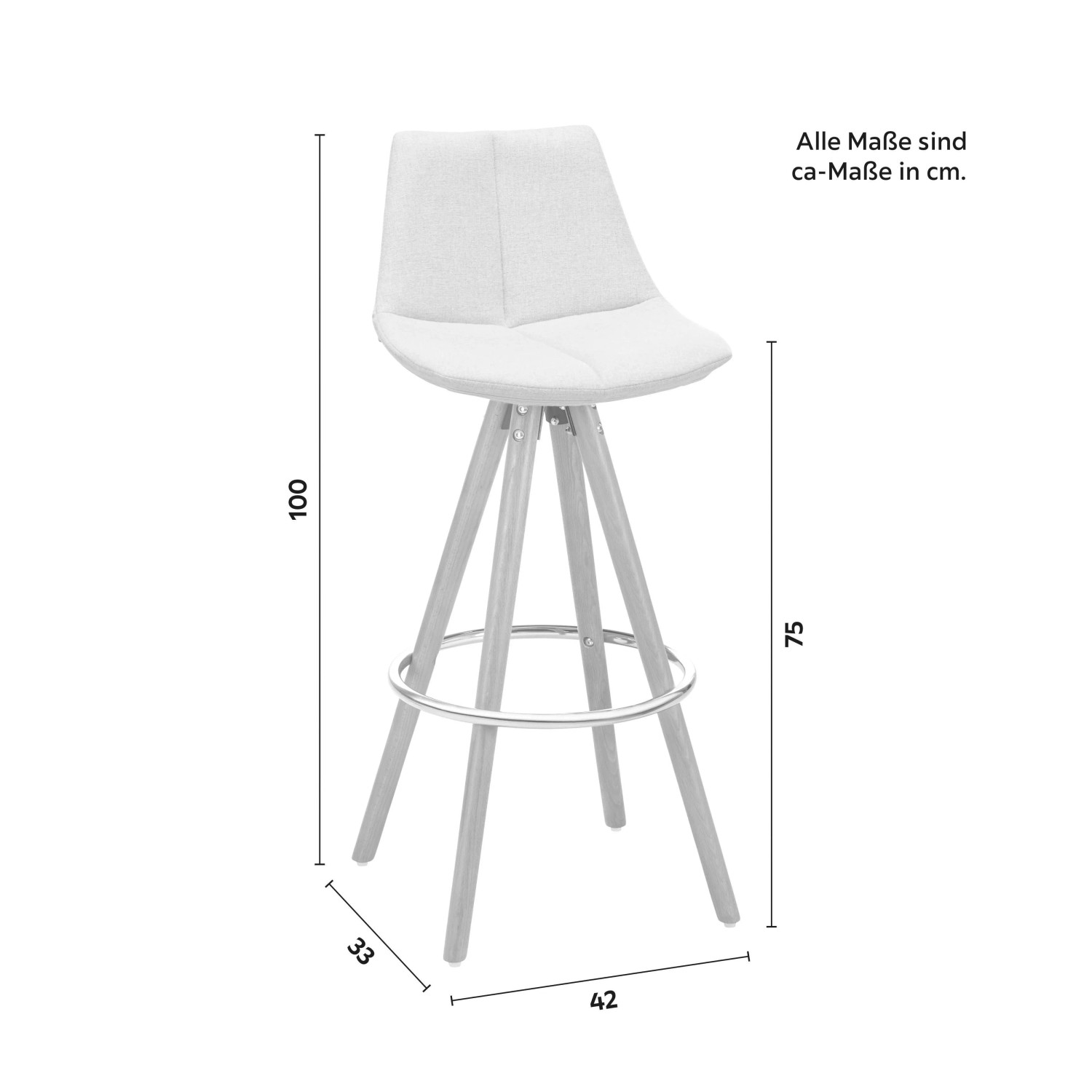 Bessagi Home Barhocker Nelo Hellgrau Webstoff Gepolstert_2