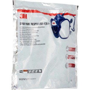 3M Maske 4251+ für Farbspritzarbeiten im transparenten Beutel. Atemschutz & Zubehör.